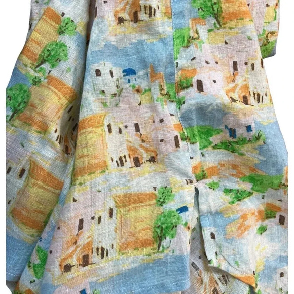 Cynthia Rowley Amalfi Coast Blouse Poplin Linen Top Coastal Plus Size 1X - Picture 7 of 7